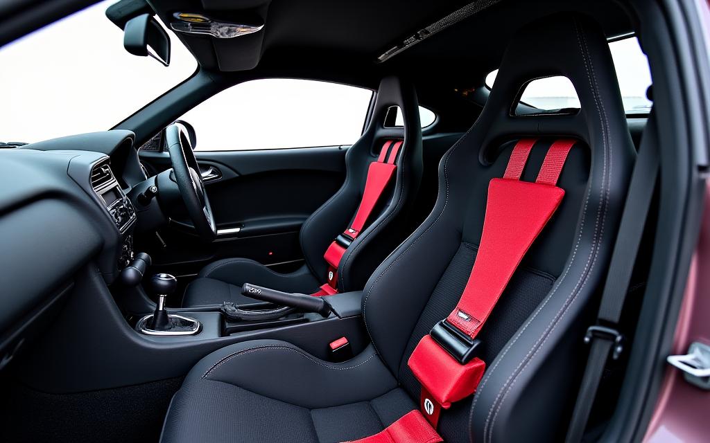 Roll cage dan tempat duduk perlumbaan dalam BRZ