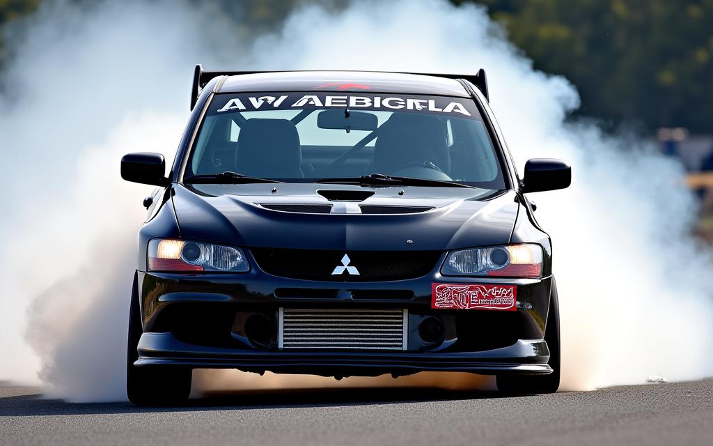 Mitsubishi Lancer Evo X di litar dengan kit body agresif